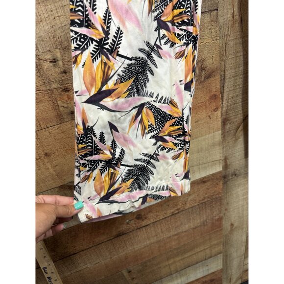 Women's High Rise Tropical Vacay Pants XL Multicolor Lightweight Elastic Waist W - Picture 3 of 10